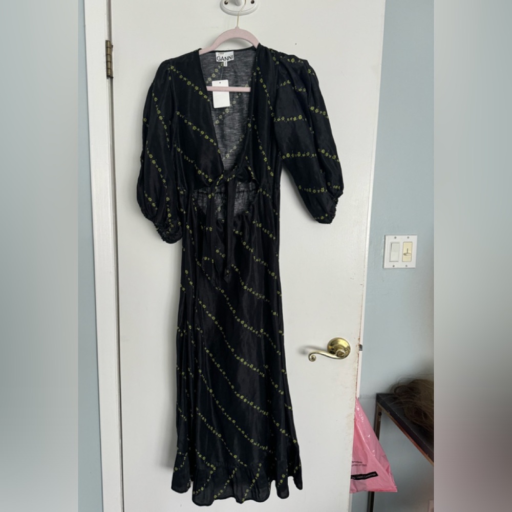 NWT Ganni silk floral print dress